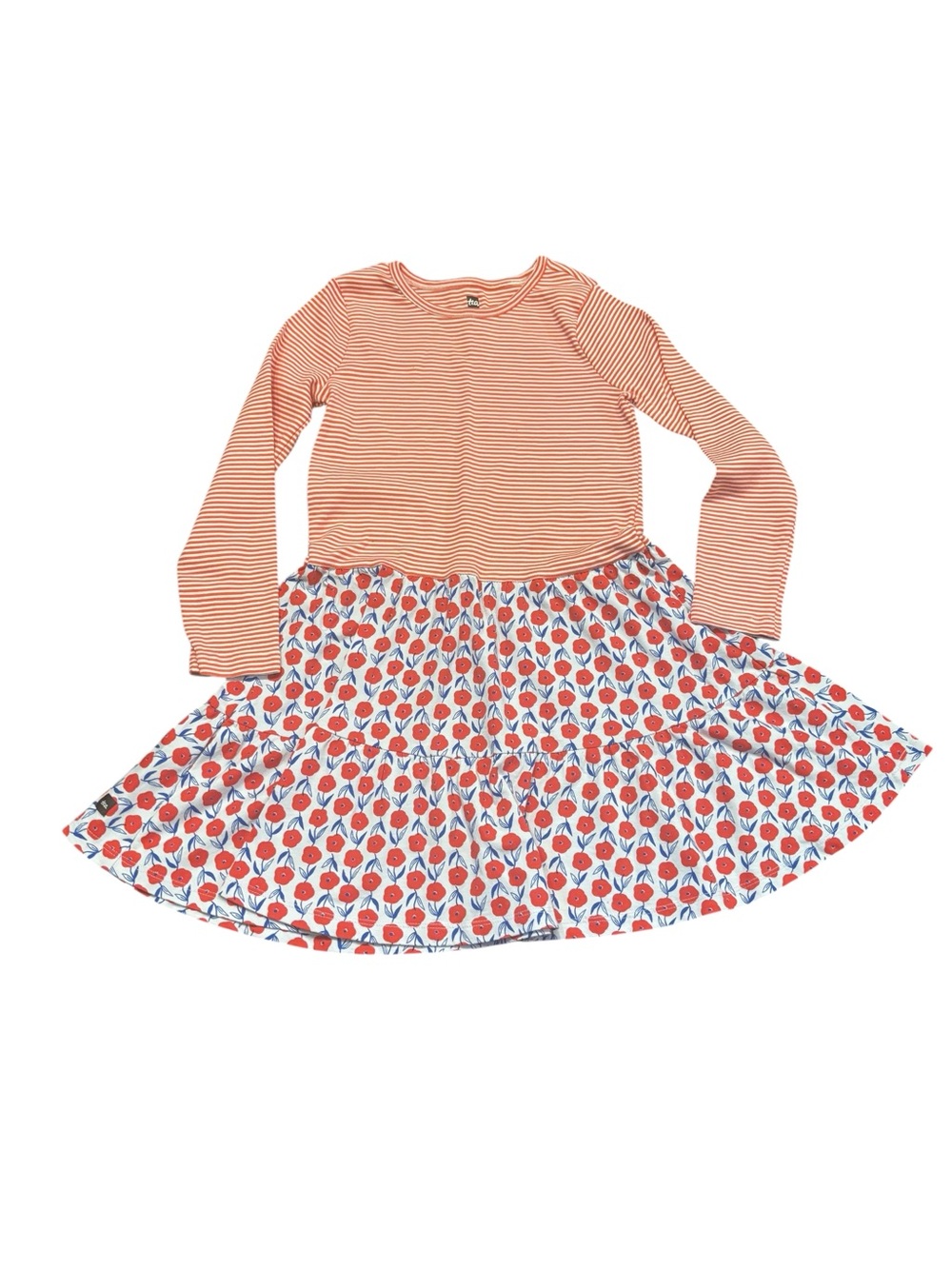 Tea Collection girls size 7 striped bodice with floral skirt